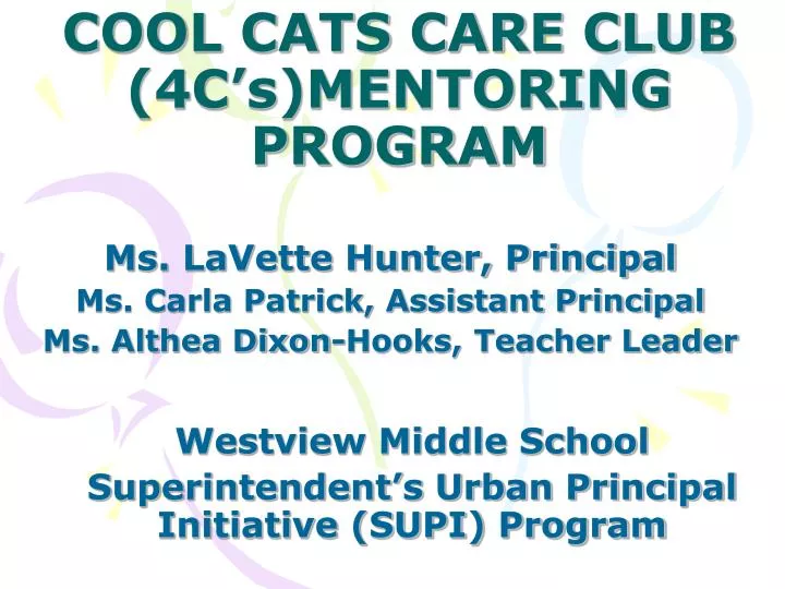 cool cats care club 4c s mentoring program