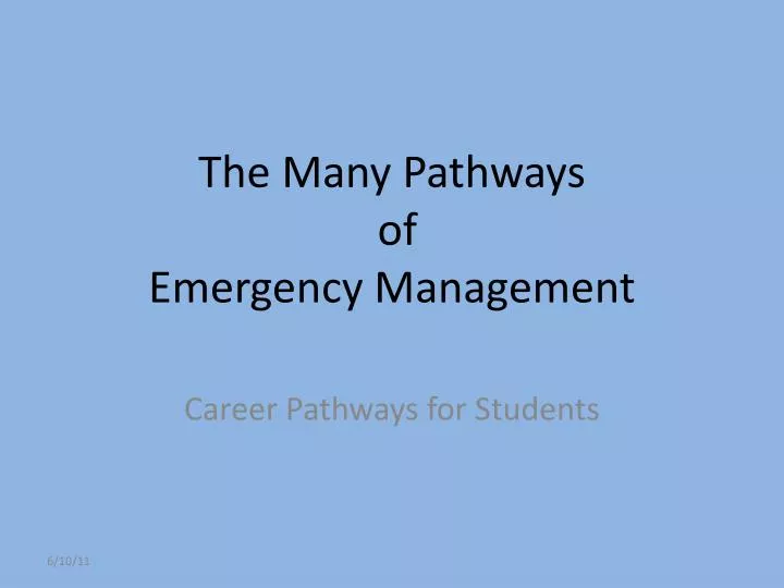 the many pathways of emergency management