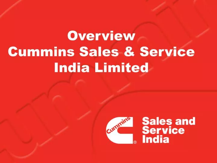 overview cummins sales service india limited