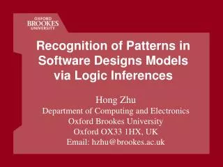 Recognition of Patterns in Software Designs Models via Logic Inferences