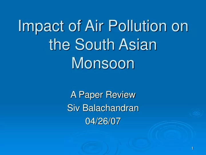 impact of air pollution on the south asian monsoon