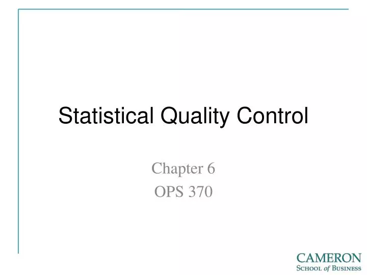 statistical quality control