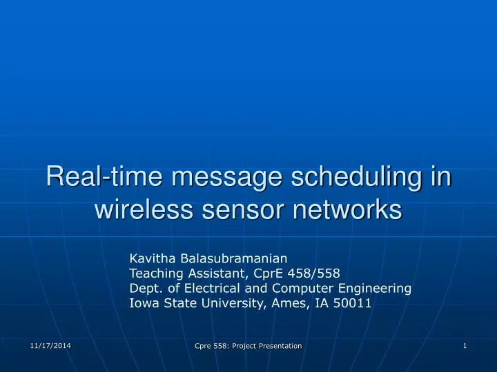real time message scheduling in wireless sensor networks