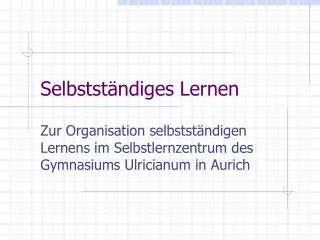 selbstst ndiges lernen