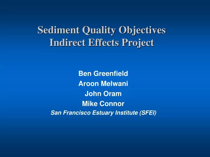 sediment quality objectives indirect effects project