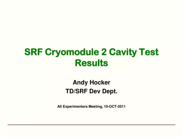srf cryomodule 2 cavity test results