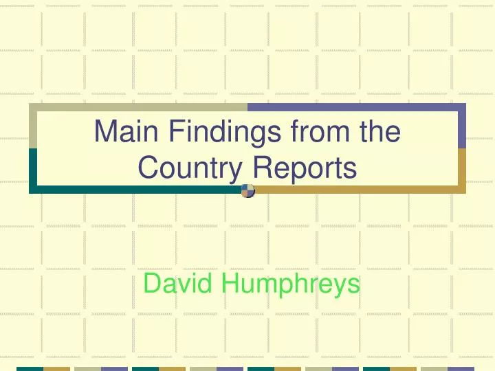 main findings from the country reports