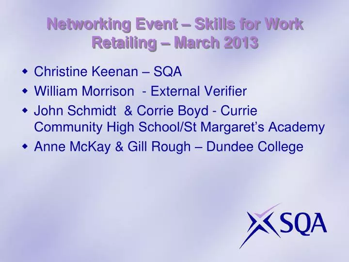 networking event skills for work retailing march 2013