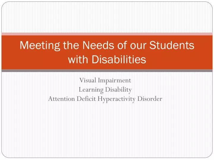 meeting the needs of our students with disabilities