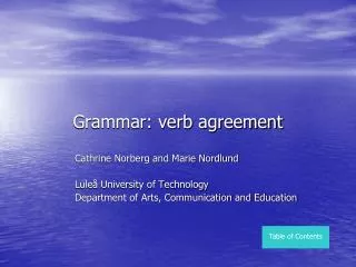Grammar: verb agreement