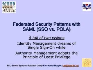 Federated Security Patterns with SAML (SSO vs. POLA)