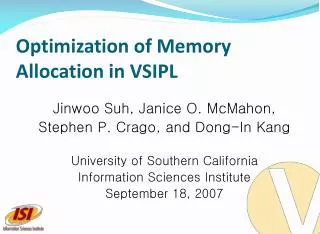 Optimization of Memory Allocation in VSIPL