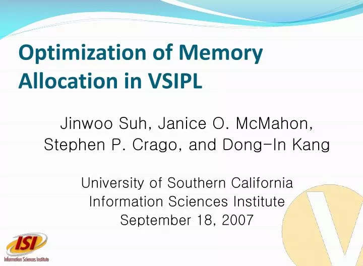 optimization of memory allocation in vsipl