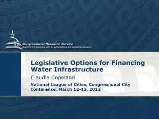 Legislative Options for Financing Water Infrastructure