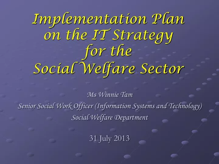 implementation plan on the it strategy for the social welfare sector