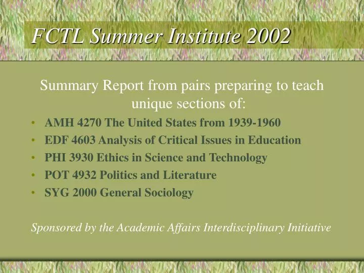 fctl summer institute 2002