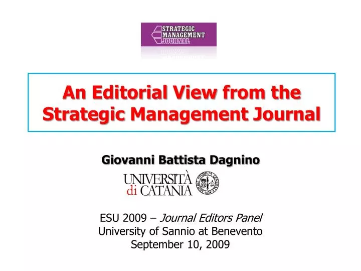 an editorial view from the strategic management journal