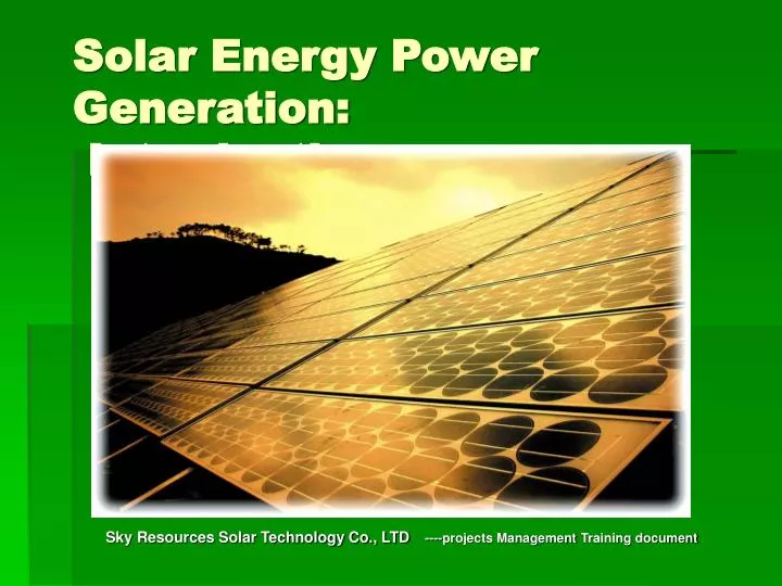 solar energy power generation introduction