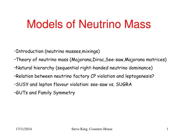 models of neutrino mass