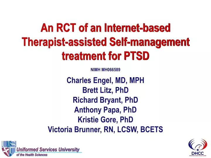an rct of an internet based therapist assisted self management treatment for ptsd