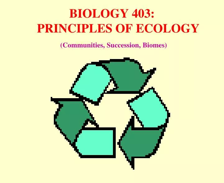biology 403 principles of ecology communities succession biomes