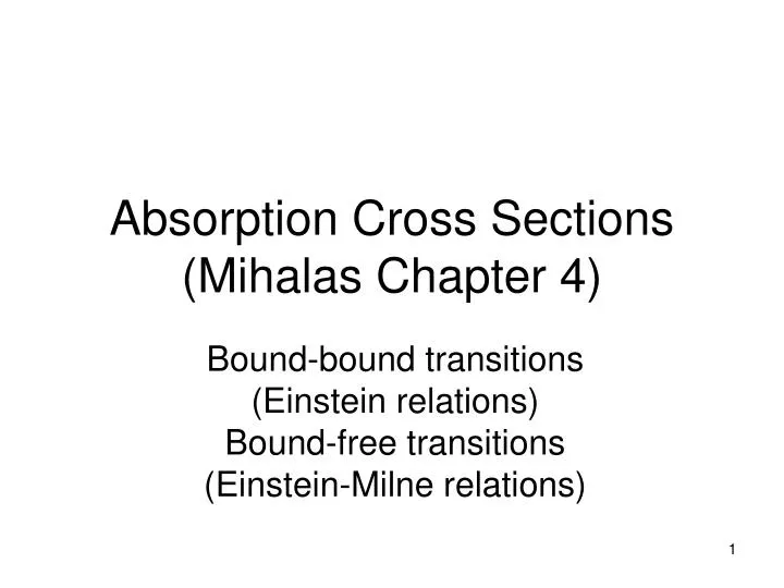 absorption cross sections mihalas chapter 4