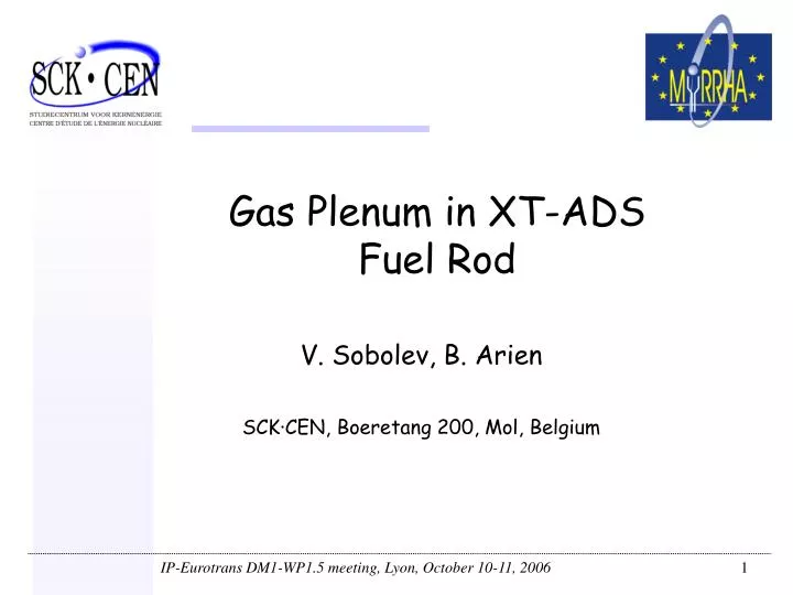 gas plenum in xt ads fuel rod