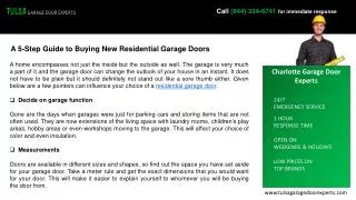 A 5-Step Guide to Buying New Residential Garage Doors-Tulsa