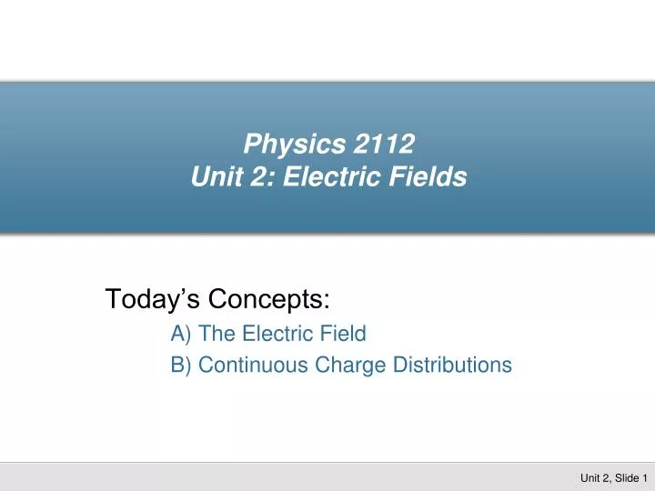 physics 2112 unit 2 electric fields