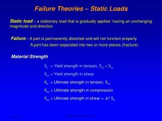 failure theories static loads