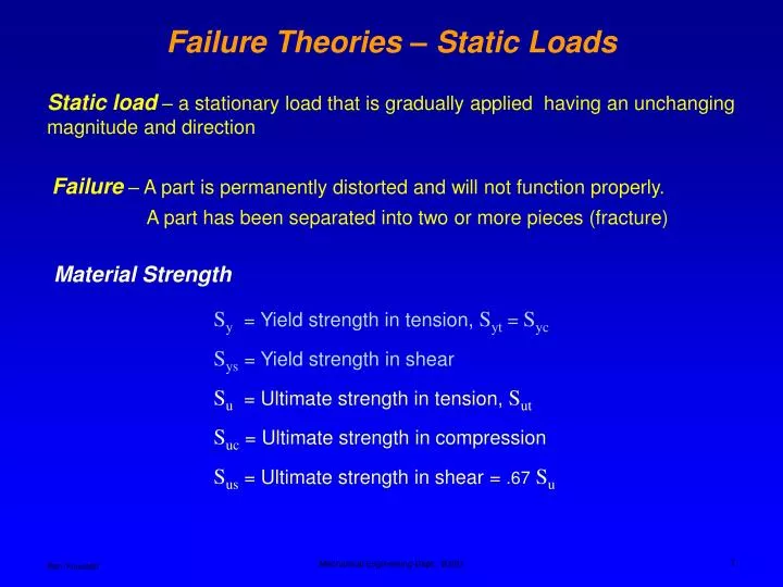 failure theories static loads