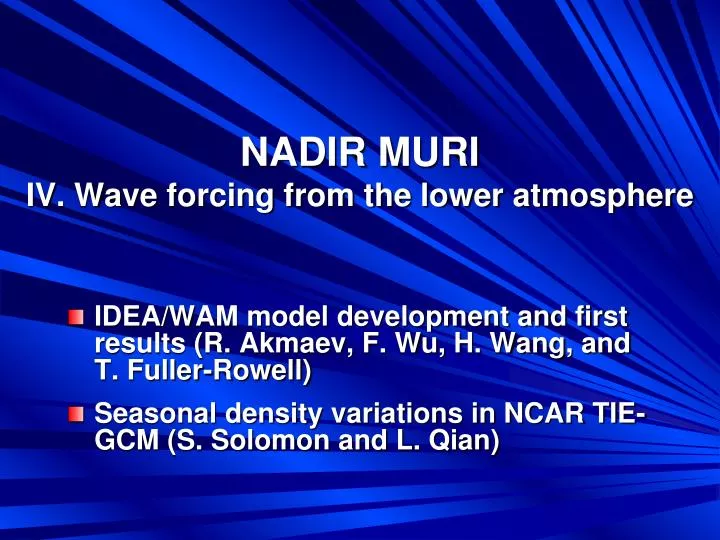 nadir muri iv wave forcing from the lower atmosphere