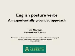 English posture verbs An experientially grounded approach