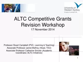 ALTC Competitive Grants Revision Workshop 17 November 2014