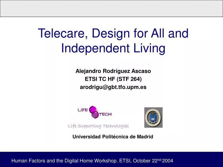 telecare design for all and independent living