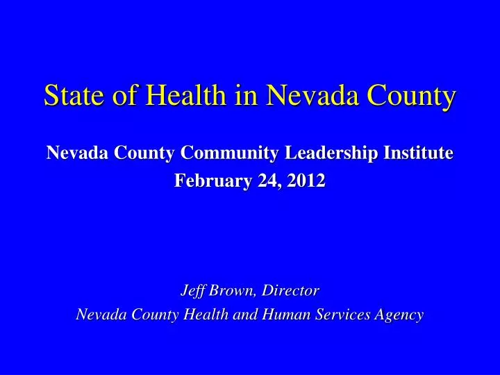 state of health in nevada county