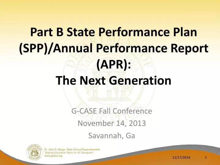 part b state performance plan spp annual performance report apr the next generation