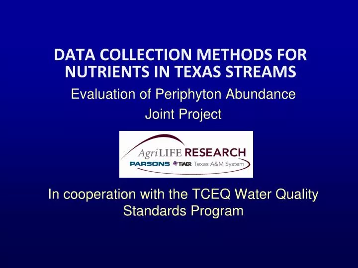 data collection methods for nutrients in texas streams