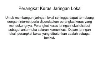 perangkat keras jaringan lokal