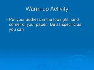 Warm-up Activity