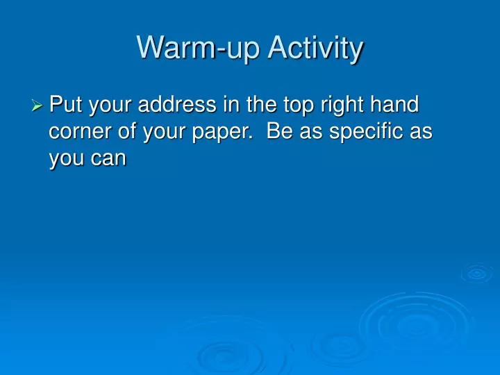 warm up activity