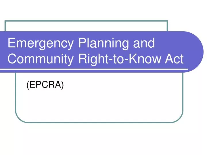 emergency planning and community right to know act