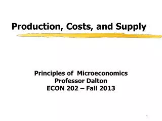Production, Costs, and Supply
