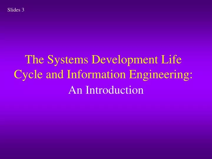 the systems development life cycle and information engineering