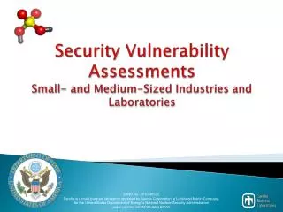 Security Vulnerability Assessments Small- and Medium-Sized Industries and Laboratories