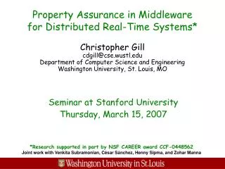 Property Assurance in Middleware for Distributed Real-Time Systems*