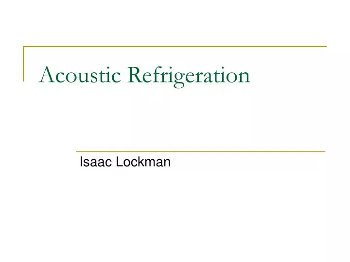acoustic refrigeration