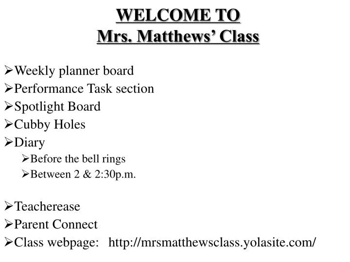 welcome to mrs matthews class