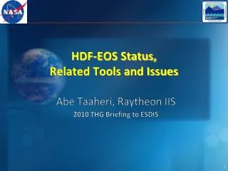 hdf eos status related tools and issues