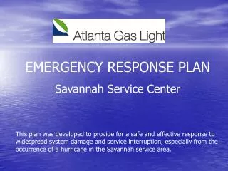EMERGENCY RESPONSE PLAN Savannah Service Center
